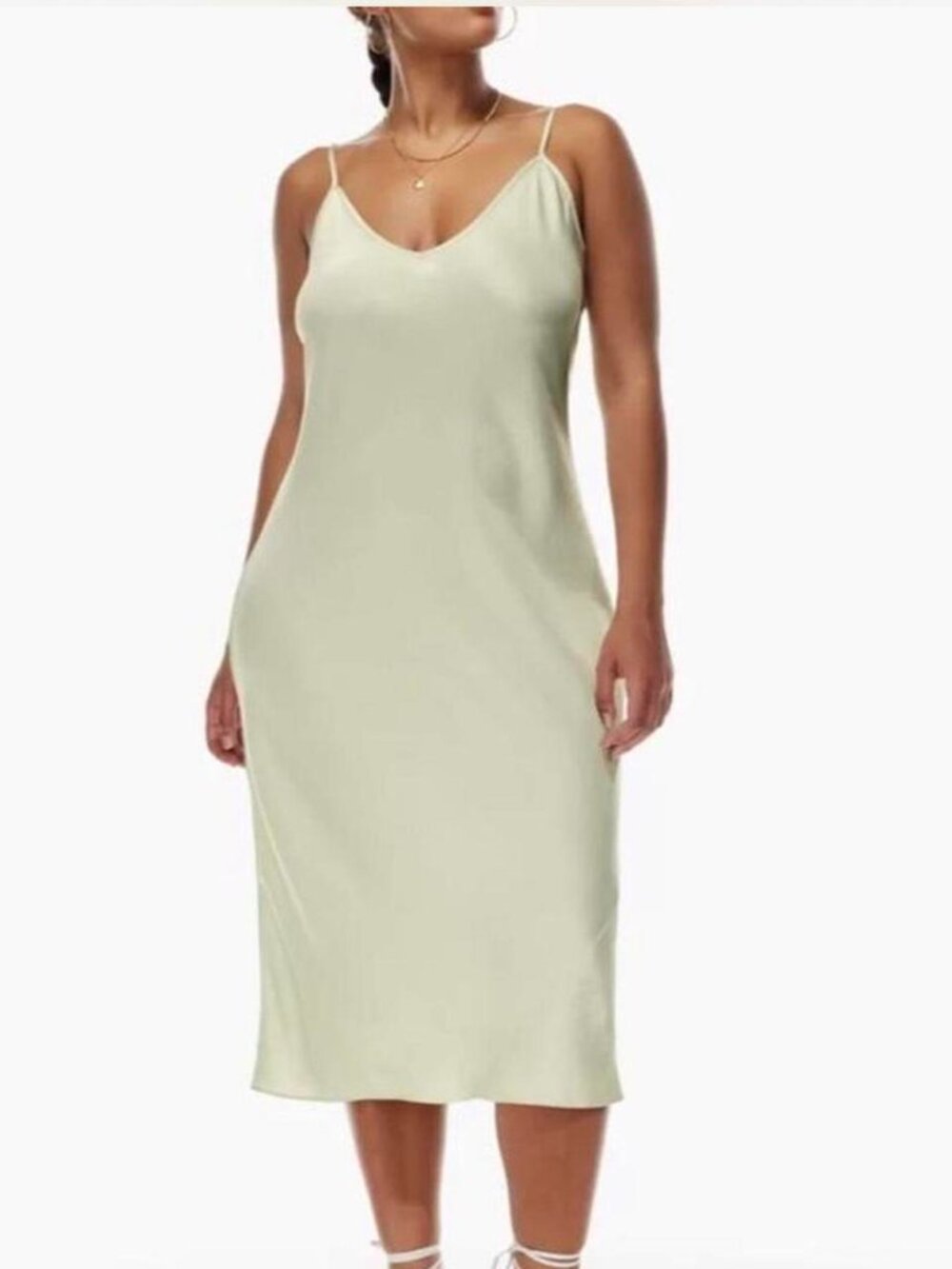Aritzia Wilfred Satin Slip Dress Midi Mint Green Size Large